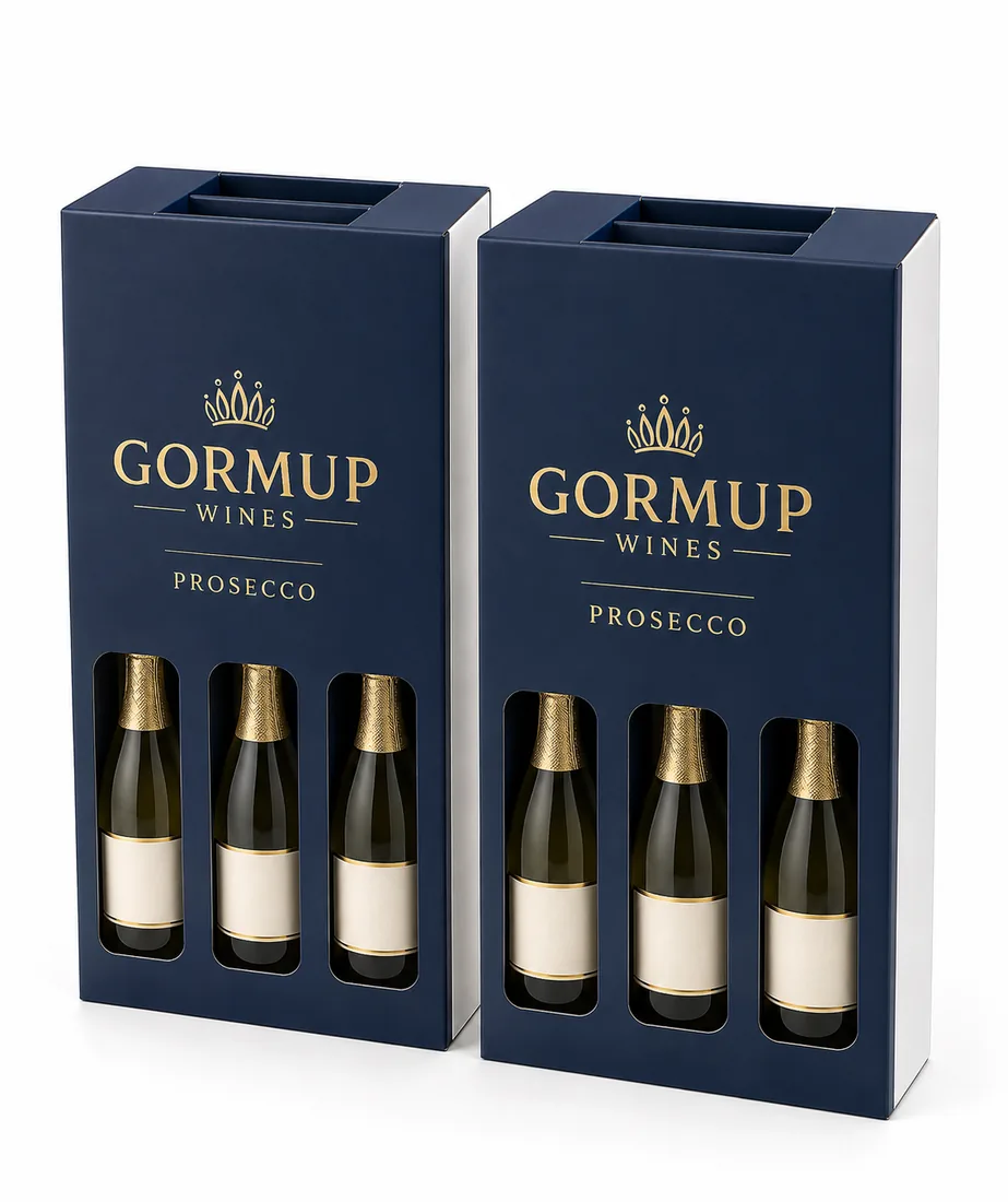 Gormup Wines branded Prosecco gift boxes